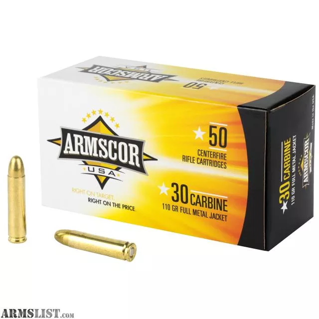 30 carbine Ammo: Armscor110gr FMJ 50rnds from Vegas Firearms near Henderson, Las Vegas, NV
