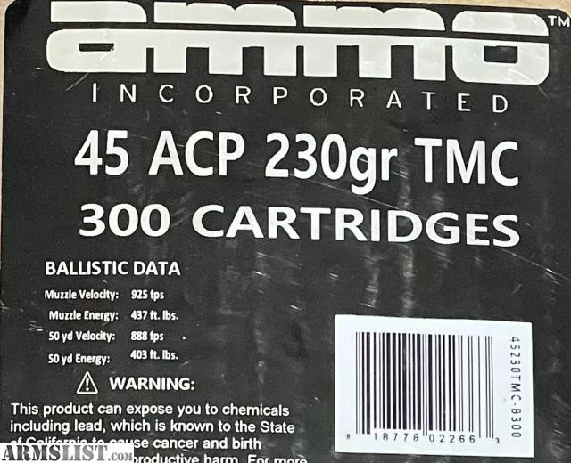 Ammo Inc 45 ACP AUTO Ammo 230 Grain TMC 300 Rounds Loose Pack from SCOTTS OUTDOOR GEAR near Wellford, South Carolina, USA