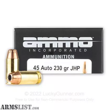 AMMO INC SIGNATURE 230GR JHP .45 ACP AMMO, 20RDS from SCOTTS OUTDOOR GEAR near Wellford, South Carolina, USA