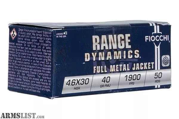 Fiocchi 4.6X30 40GR FMJ 50RD from Freedom's Militia Gun Shop, LLC. near Yadkinville, Winston Salem, NC