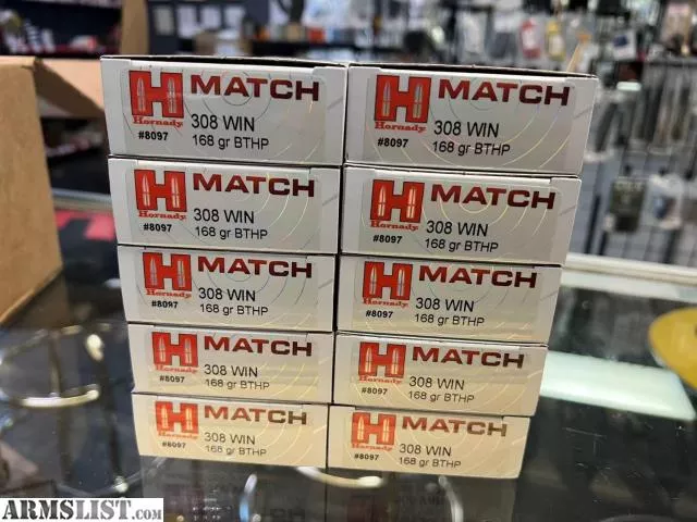 Hornady 8097 Match 308 Win 168 gr Boat-Tail Hollow Point Match 20 Bx from Wildboy Firearm & Ammunition near Las Vegas, NV