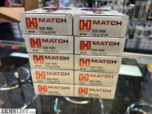 Hornady 8105 Match 308 Win 178 gr Hollow Point Boat Tail (HPBT) Match 20 Bx from Wildboy Firearm & Ammunition near Las Vegas, NV
