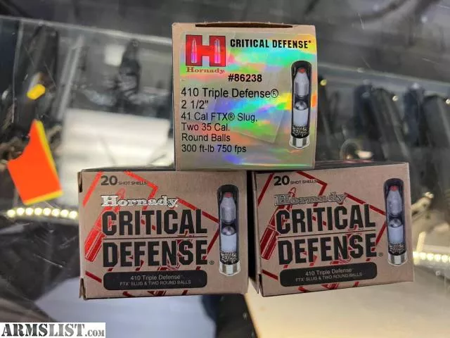 Hornady 86238 Critical Defense FTX Slug 410 Gauge 2.50" 2 Round Balls/1 Slug 20 Bx from Wildboy Firearm & Ammunition near Las Vegas, NV