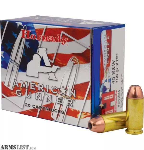 HORNADY AMERICAN GUNNER 40 S&W 180GR XTP/ 20 RD Box from SCOTTS OUTDOOR GEAR near Wellford, South Carolina, USA