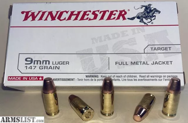 Winchester Ammo - USA9MM1 9mm Luger 147 Grain FMJ TCMC /50 ROUND BOX from SCOTTS OUTDOOR GEAR near Wellford, South Carolina, USA