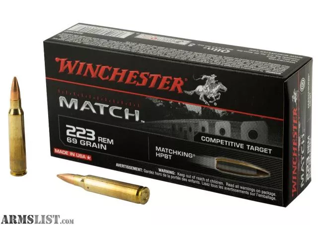 WINCHESTER AMMUNITION MATCH 223 REM 69 GRAIN BOAT TAIL HOLLOW POINT 20 ROUND BOX from LIMITLESS AMERICA near Washougal, Southwest Washington, WA