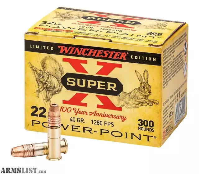 WINCHESTER AMMUNITION SUPER-X POWER-POINT 22 LR 40 GRAIN ROUND NOSE 300 ROUND BOX 100 YEAR ANNIVERSARY from LIMITLESS AMERICA near Washougal, Vancouver, WA